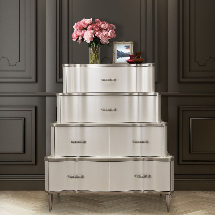 AICO Furniture - London Place Tiered Chest in Light Champagne - N9004070SA-112
