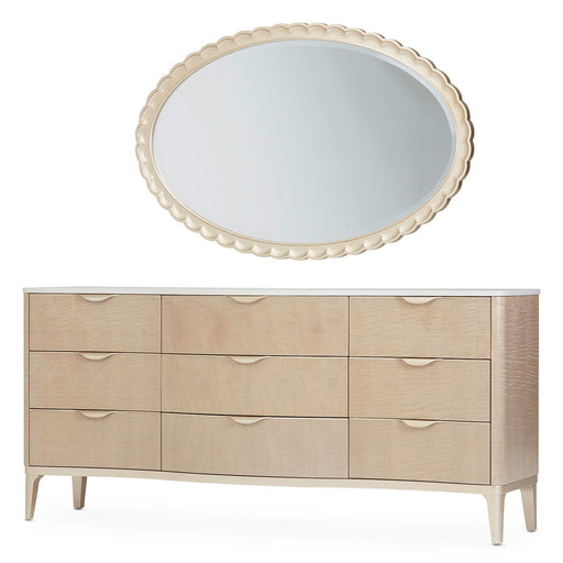 AICO Furniture - Malibu Crest Dresser with Mirror in Blush - N9007050SA-260-131 - GreatFurnitureDeal