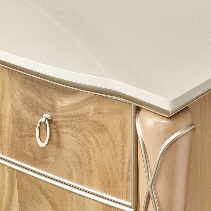 AICO Furniture - Villa Cherie Dresser with Mirror in Caramel - N9008050SA-60-134 - GreatFurnitureDeal
