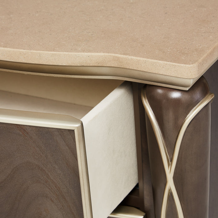 AICO Furniture - Villa Cherie Dresser with Mirror in Hazelnut - N9008050SA-60-410 - GreatFurnitureDeal