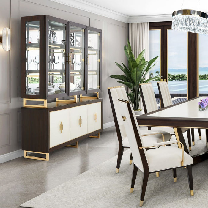 AICO Furniture - Belmont Place China Cabinet in Espresso - N9085005-06-409 - GreatFurnitureDeal