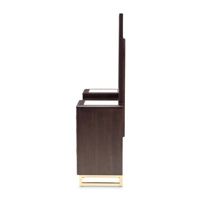 AICO Furniture - Belmont Place Vanity with Mirror in Espresso - N9085058-VAN2-409 - GreatFurnitureDeal