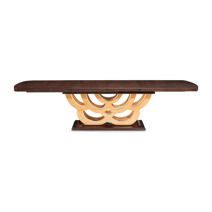AICO Furniture - Camellia Field 7 Piece Rectangular Pedestal Dining Table Set in Warm Pecan - N9090002-400-7SET - GreatFurnitureDeal