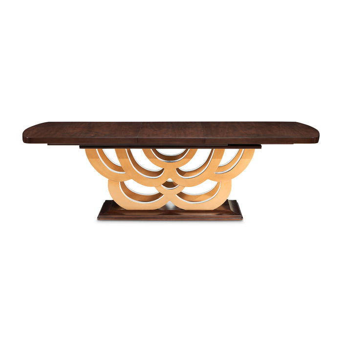AICO Furniture - Camellia Field 11 Piece Rectangular Pedestal Dining Table Set in Warm Pecan - N9090002-400-11SET - GreatFurnitureDeal