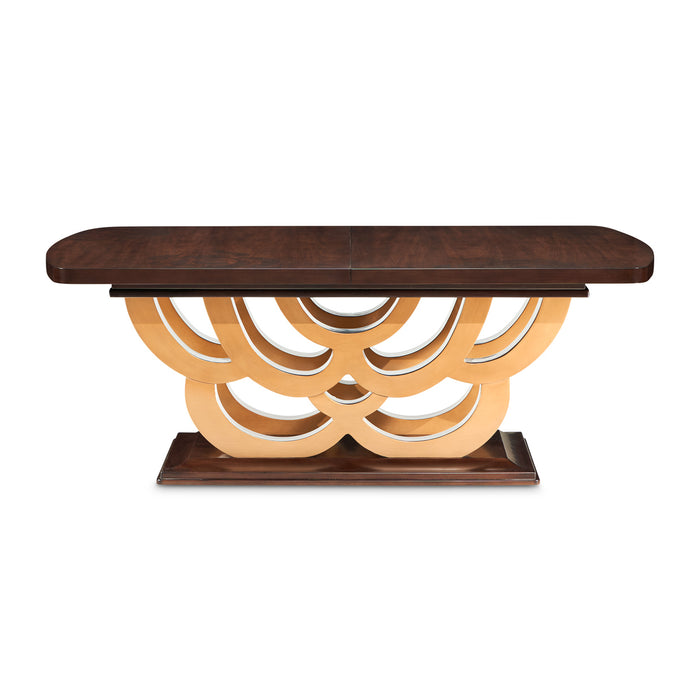 AICO Furniture - Camellia Field 7 Piece Rectangular Pedestal Dining Table Set in Warm Pecan - N9090002-400-7SET - GreatFurnitureDeal