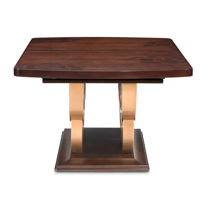 AICO Furniture - Camellia Field 5 Piece Rectangular Pedestal Dining Table Set in Warm Pecan - N9090002-400-5SET - GreatFurnitureDeal