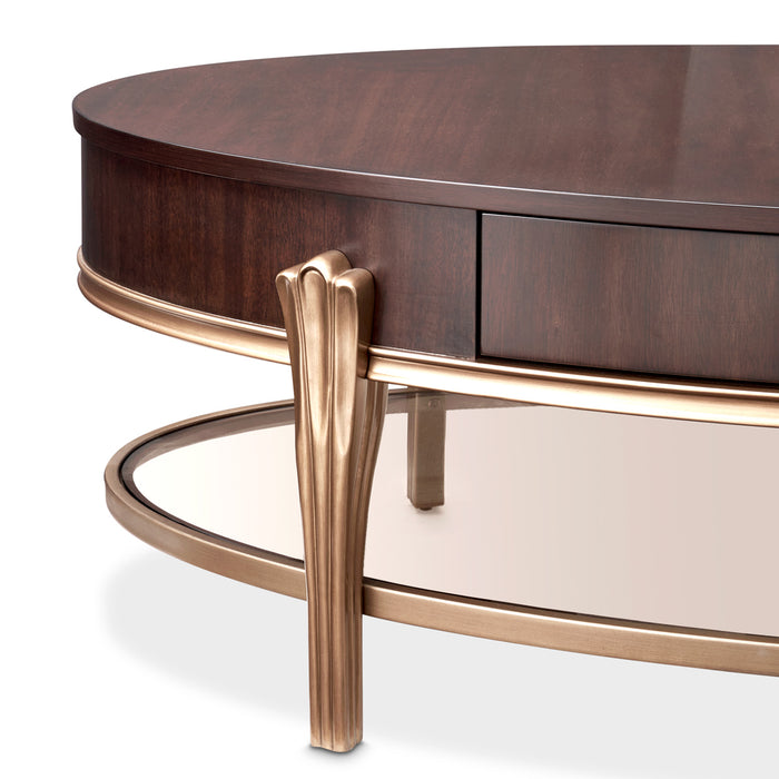 AICO Furniture - Camellia Field - Oval Cocktail Table - Warm Pecan - N9090201-400 - GreatFurnitureDeal
