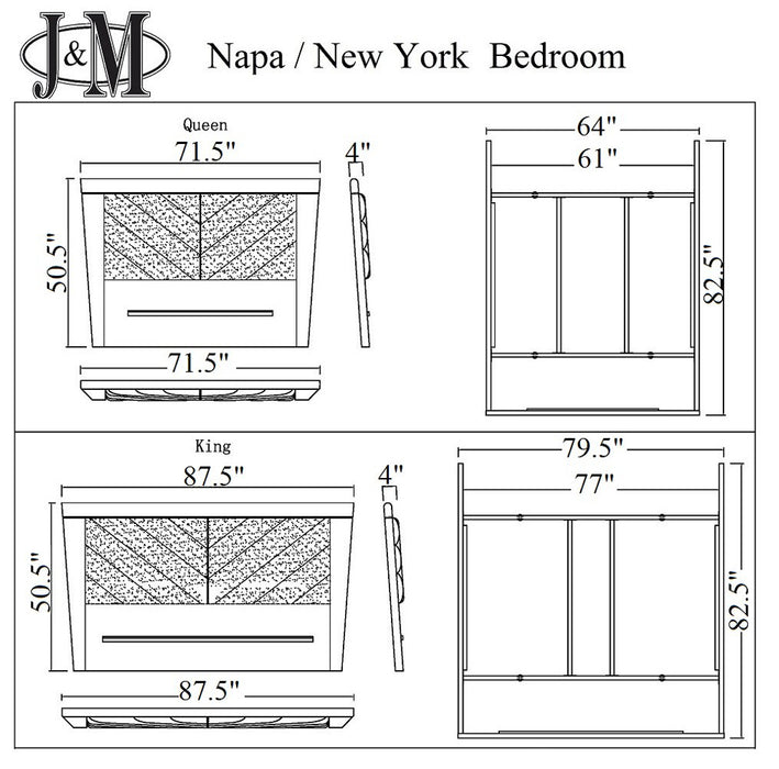 J&M Furniture - The New York Modern Grey High Gloss 5 Piece Eastern King Bedroom Set - 18215-EK-5SET-GREY HIGH GLOSS