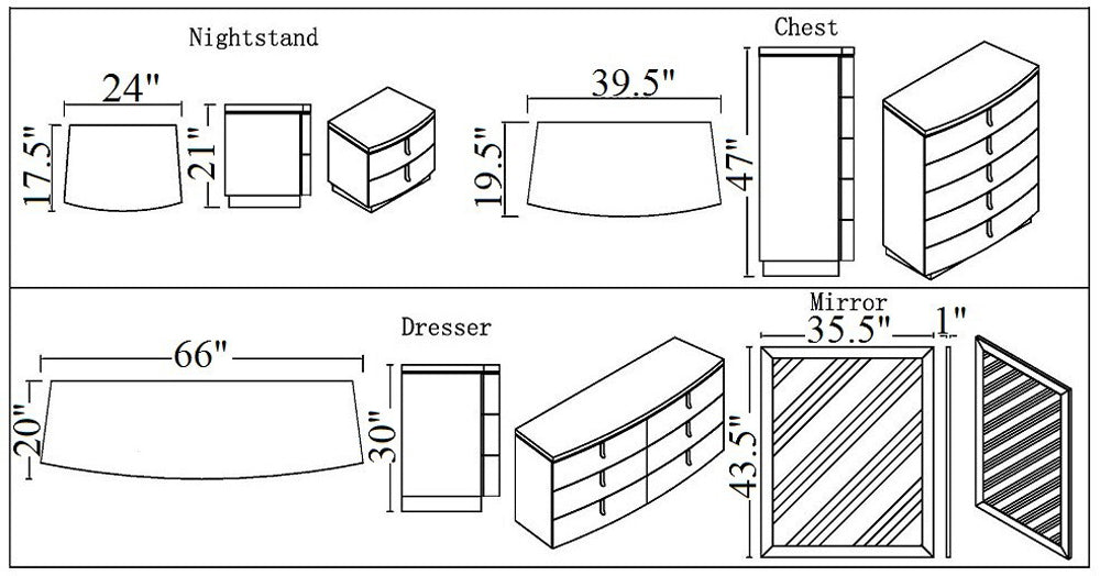 J&M Furniture - The New York Modern Grey High Gloss Drawer Dresser - 18215-DR-GREY HIGH GLOSS