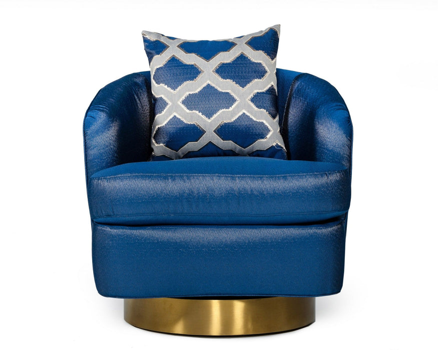 VIG Furniture - Modrest Niagra Glam Blue and Gold Fabric Accent Chair - VGODZW-981 - GreatFurnitureDeal