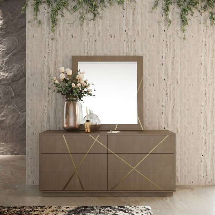 VIG Furniture - Modrest Nixa - Modern Birch + Brushed Bronze Mirror - VGVC-J1909-M-L-BIR