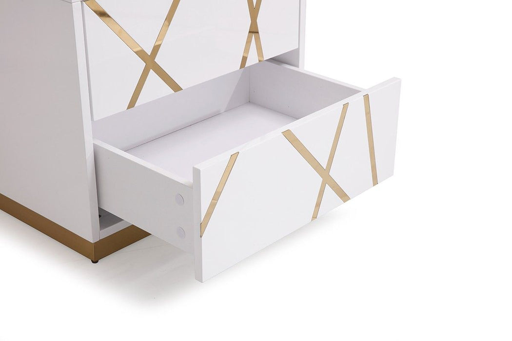VIG Furniture - Modrest Nixa Modern White Gold California King Bed with Nightstands - VGVCBD1909-BLK-BED-2NS-SET-CK - GreatFurnitureDeal