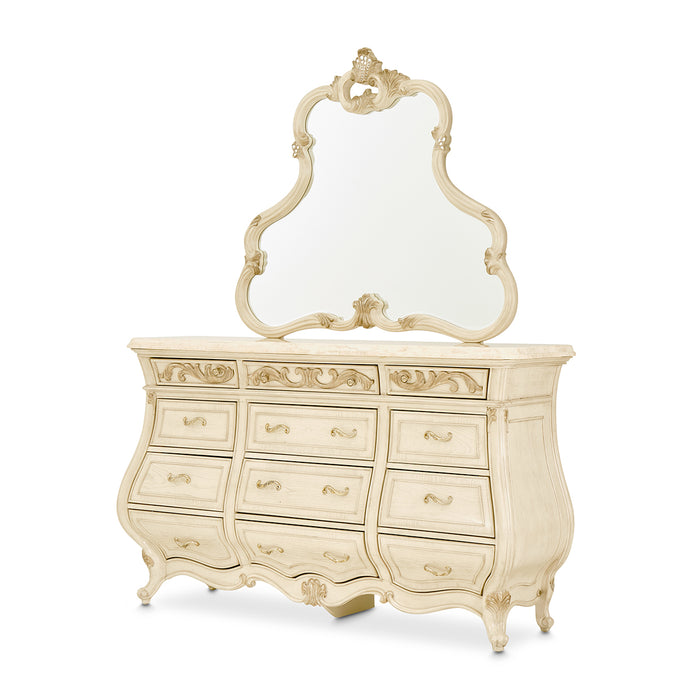AICO Furniture - Platine De Royale Dresser with Mirror in Champagne - NR09050SA-60-201 - GreatFurnitureDeal