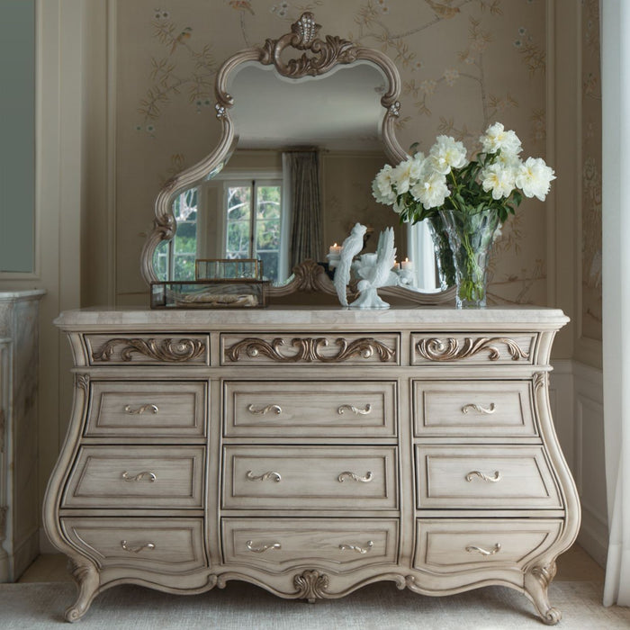 AICO Furniture - Platine De Royale Dresser with Mirror in Champagne - NR09050SA-60-201 - GreatFurnitureDeal