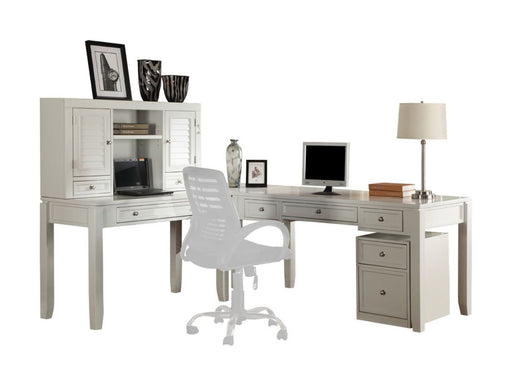 Parker House - Boca 5 Piece L Shape Desk with Lateral File and Hutch in Cottage White - BOC-5PC-LDESK-FILE-HTCH - GreatFurnitureDeal