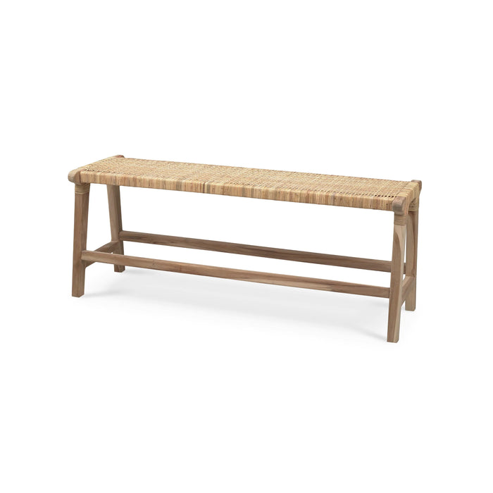 Bramble - Logan Bench w/ Rattan - Teak - BR-85080 - GreatFurnitureDeal