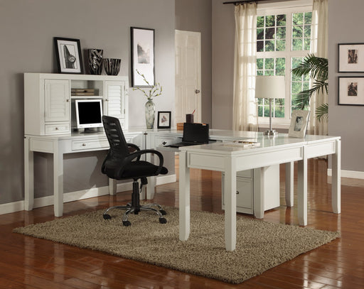 Parker House -  Boca U Shape Desk with Hutch and File in Cottage White - BOC-7PC-UDESK-FILE-HTCH - GreatFurnitureDeal