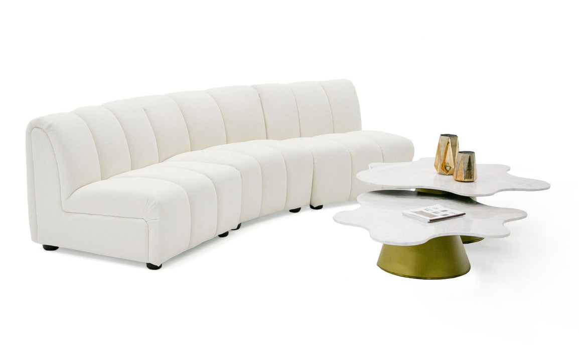 VIG Furniture - Divani Casa Olandi - Modern White Fabric Curved Sectional Sofa - VGEV-VG695-WHT - GreatFurnitureDeal