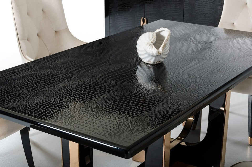 VIG Furniture - A&X Padua Modern Large Black Crocodile & Rosegold Dining Table - VGUNCC835-240