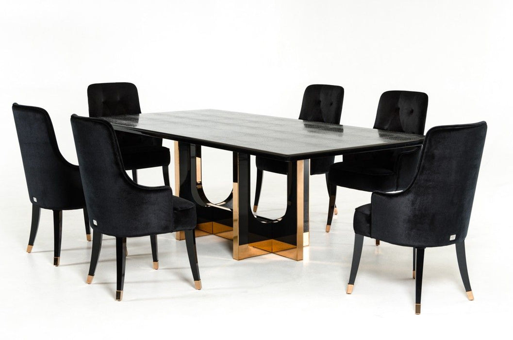 VIG Furniture - A&X Padua Modern Large Black Crocodile & Rosegold Dining Table - VGUNCC835-240