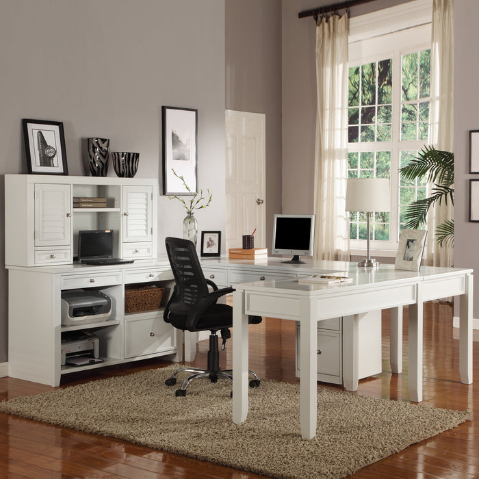 Parker House -  Boca U Shape Desk with Hutch and File in Cottage White - BOC-7PC-UDESK-F-CDZ-HTCH - GreatFurnitureDeal