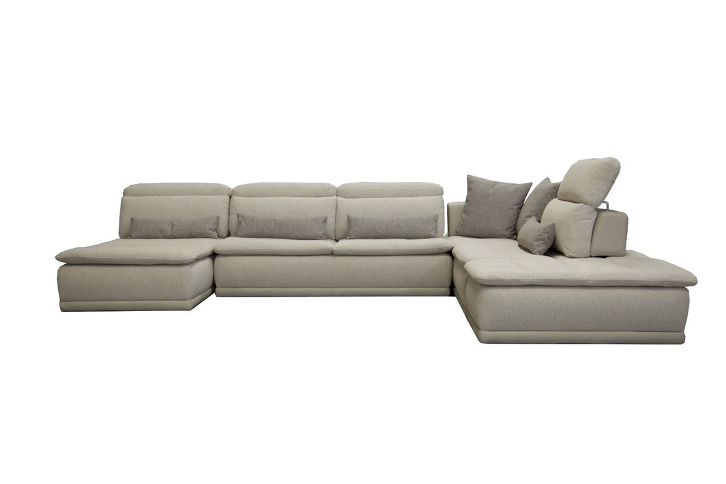 VIG Furniture - David Ferrari Panorama Italian Modern Taupe Grey Fabric and Leather Modular Sectional Sofa - VGFT-PANORAMA-TG - GreatFurnitureDeal