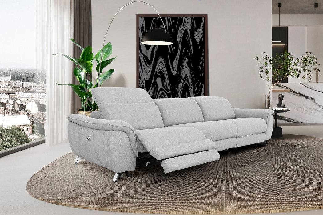 VIG Furniture - Divani Casa Paul Contemporary Grey Fabric Sofa w/ Electric Recliners - VGKNE9156-GRY-4S