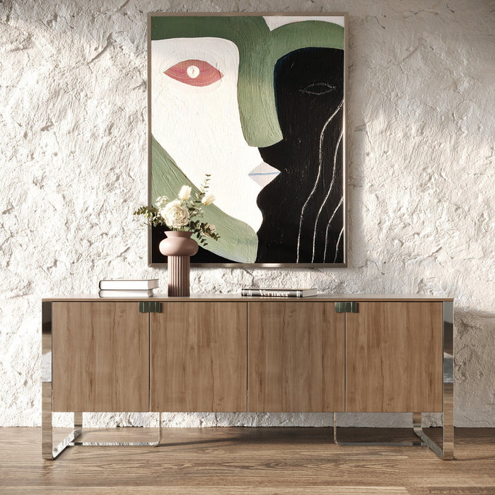 VIG Furniture - Modrest Pauline Modern Walnut and Stainless Steel Sideboard Buffet - VGBB-MI2203T-WAL-B