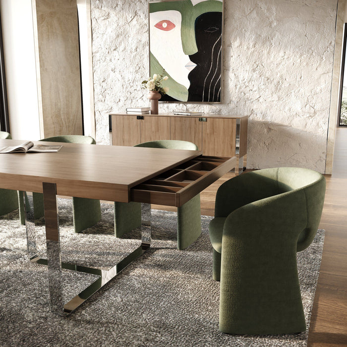 VIG Furniture - Modrest Pauline Modern Walnut and Stainless Steel Dining Table - VGBB-MI2203T-WAL-DT - GreatFurnitureDeal