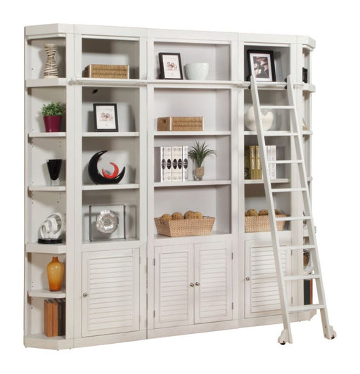 Parker House - Boca 6 Piece Library Wall with Corner Bookcases in Cottage White - BOC-6PC-LIB-RNDWALL - GreatFurnitureDeal