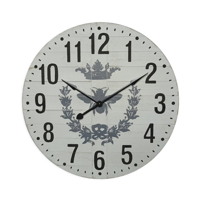 Zentique - Wooden Wall Clock w/ Bee Print - PC106 - GreatFurnitureDeal