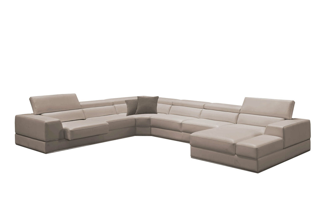 VIG Furniture - Divani Casa Pella Modern Grey Italian Leather U Shaped Sectional Sofa -VGCA5106-GRY-SECT - GreatFurnitureDeal