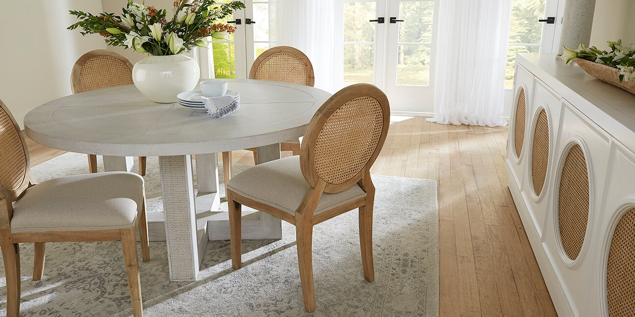 Bramble - Tate Round Dining Table w- Rattan - BR-76546OFW