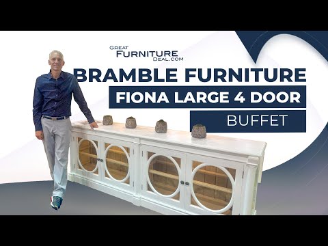 Bramble - Fiona 4 Door Buffet w/ Glass Shelves and LED Lights - BR-68259 - GreatFurnitureDeal