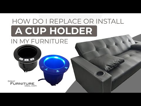 Black Dimple 5-Button Replacement Theater Cup Holder with USB and Lights - ICH R2ULBL 02 - GreatFurnitureDeal