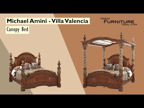 AICO Furniture - Villa Valencia 3 Piece King Poster Bedroom Set in Chestnut - 72000EKP-55-3SET - GreatFurnitureDeal