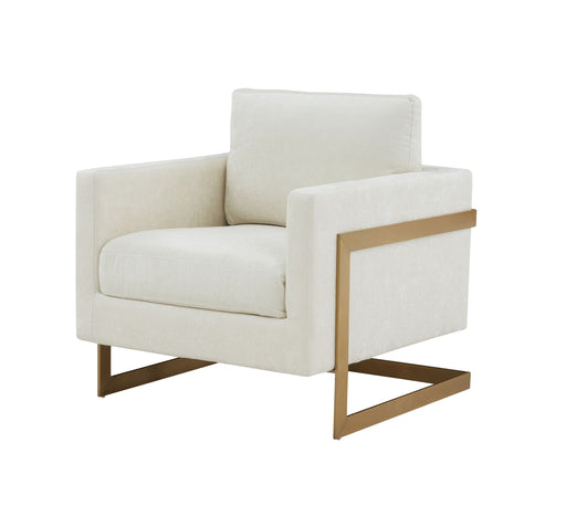 VIG Furniture - Modrest Prince Contemporary Cream Gold Fabric Accent Chair - VGRHRHS-AC-255-WHT-CH - GreatFurnitureDeal