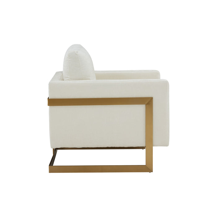 VIG Furniture - Modrest Prince Contemporary Cream Gold Fabric Accent Chair - VGRHRHS-AC-255-WHT-CH