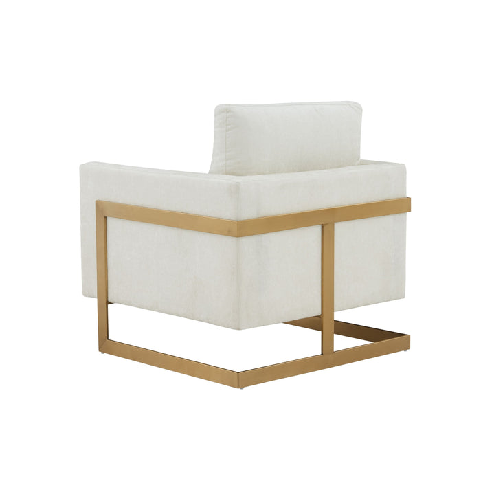 VIG Furniture - Modrest Prince Contemporary Cream Gold Fabric Accent Chair - VGRHRHS-AC-255-WHT-CH