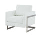 VIG Furniture - Modrest Prince Contemporary White Silver Leather Accent Chair - VGRHRHS-AC-256-WHT-CH - GreatFurnitureDeal