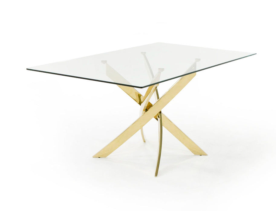VIG Furniture - Modrest Pyrite Modern Glass and Gold Dining Table - VGEW-2133EE-G - GreatFurnitureDeal