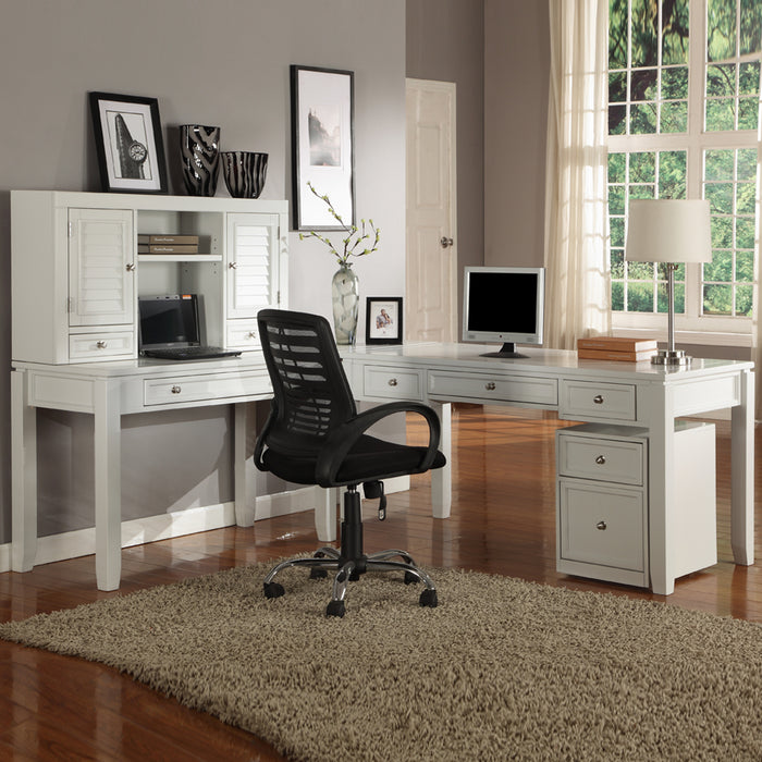 Parker House - Boca 5 Piece L Shape Desk with Lateral File and Hutch in Cottage White - BOC-5PC-LDESK-FILE-HTCH - GreatFurnitureDeal