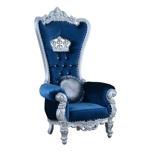 European Furniture - Queen Elizabeth High Back Chair in Blue - 35096 - GreatFurnitureDeal