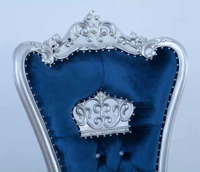 European Furniture - Queen Elizabeth High Back Chair in Blue - 35096 - GreatFurnitureDeal