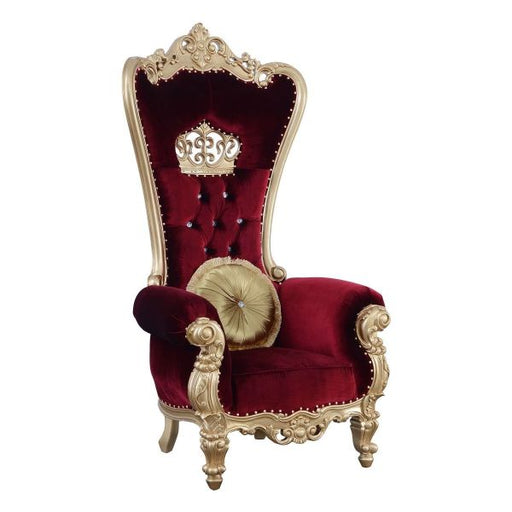 European Furniture - Queen Elizabeth High Back Chair in Burgundy Red - 35095 - GreatFurnitureDeal