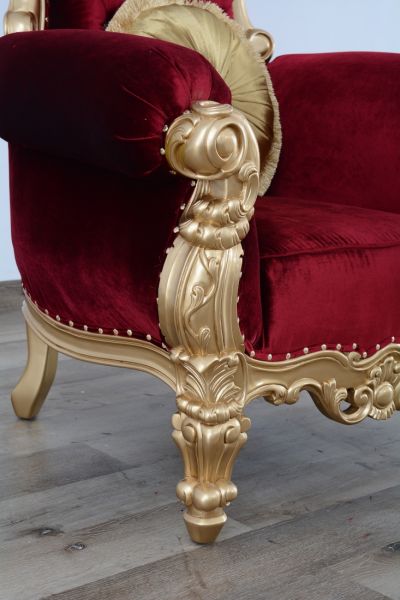 European Furniture - Queen Elizabeth High Back Chair in Burgundy Red - 35095 - GreatFurnitureDeal