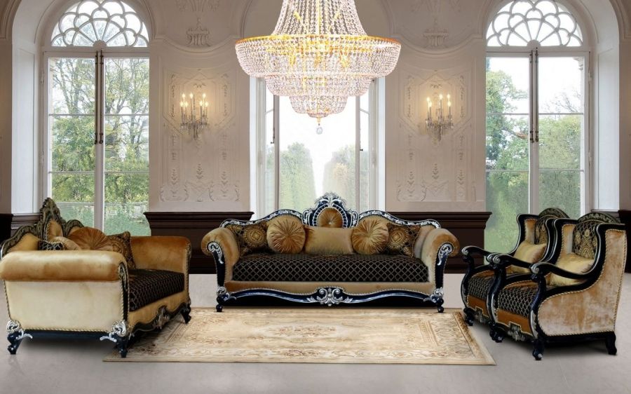 European Furniture - Raffaello Luxury Chair in Black & Antique Dark Gold Leaf - 41024-C - GreatFurnitureDeal