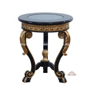 European Furniture - Raffaello Side Table in Black & Antique Dark Gold Leaf - 41024-ET - GreatFurnitureDeal