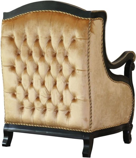 European Furniture - Raffaello Luxury Chair in Black & Antique Dark Gold Leaf - 41024-C - GreatFurnitureDeal