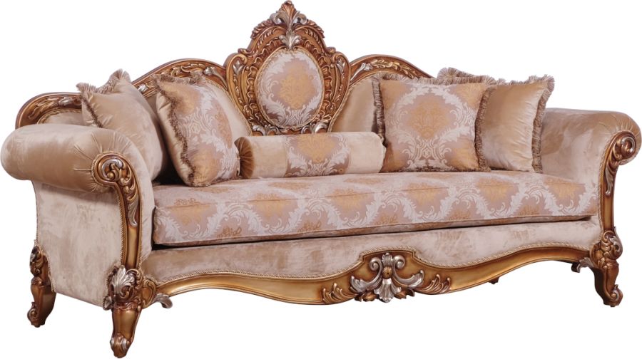European Furniture - Raffaello Sofa in Beige & Gold - 41026-S - GreatFurnitureDeal